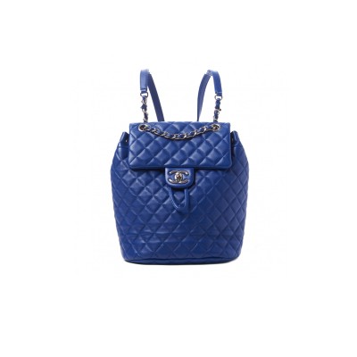 CHANEL LAMBSKIN QUILTED SMALL URBAN SPIRIT BACKPACK BLUE (29*13*11cm)